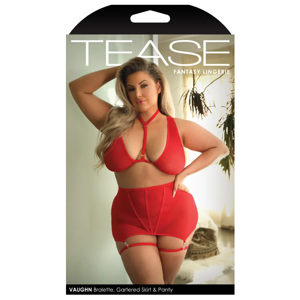 Fantasy Lingerie Tease Vaughn Bralette, Gartered Skirt & Panty - Curvy