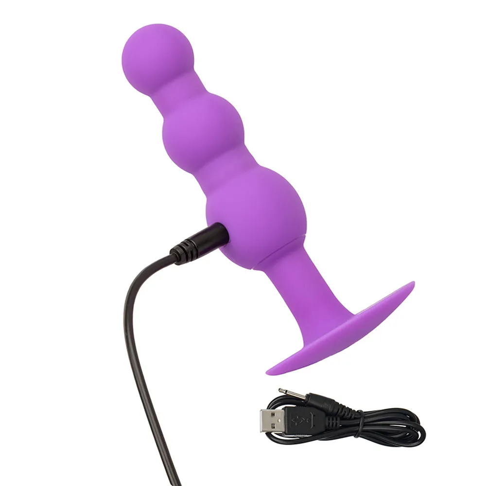 First Time Vibrating Triple Beaded Anal Probe With Heart Base