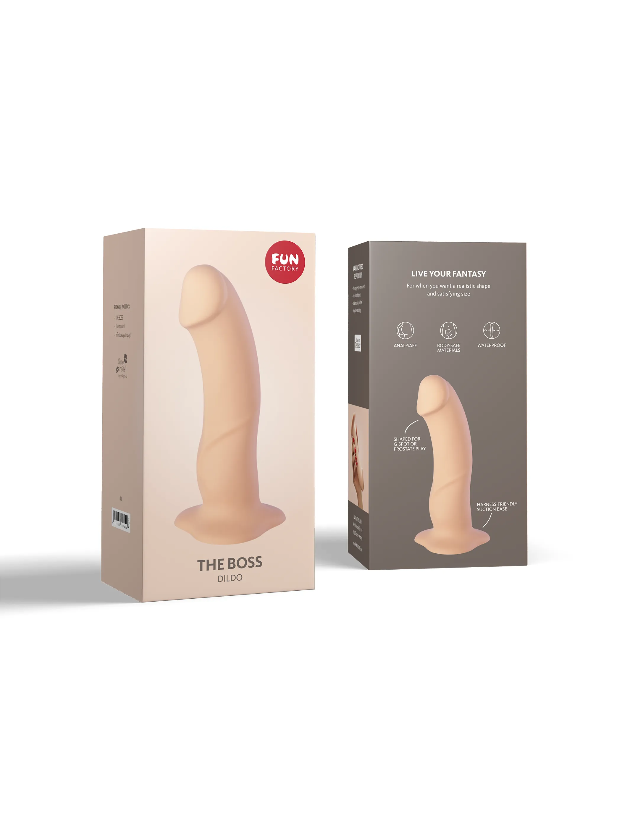 Fun Factory THE BOSS Realistic Suction Cup Dildo with free toy bag
