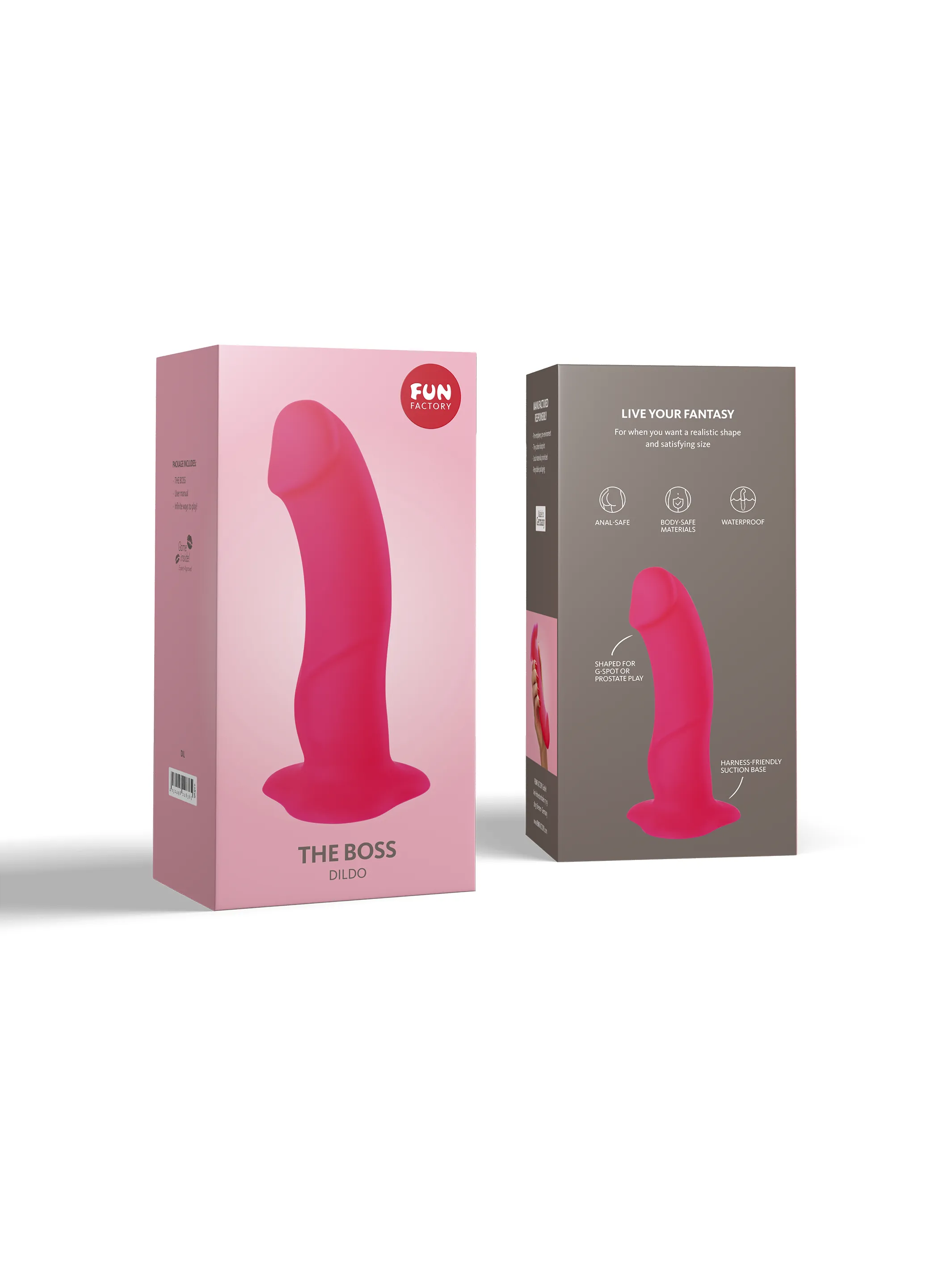 Fun Factory THE BOSS Realistic Suction Cup Dildo with free toy bag