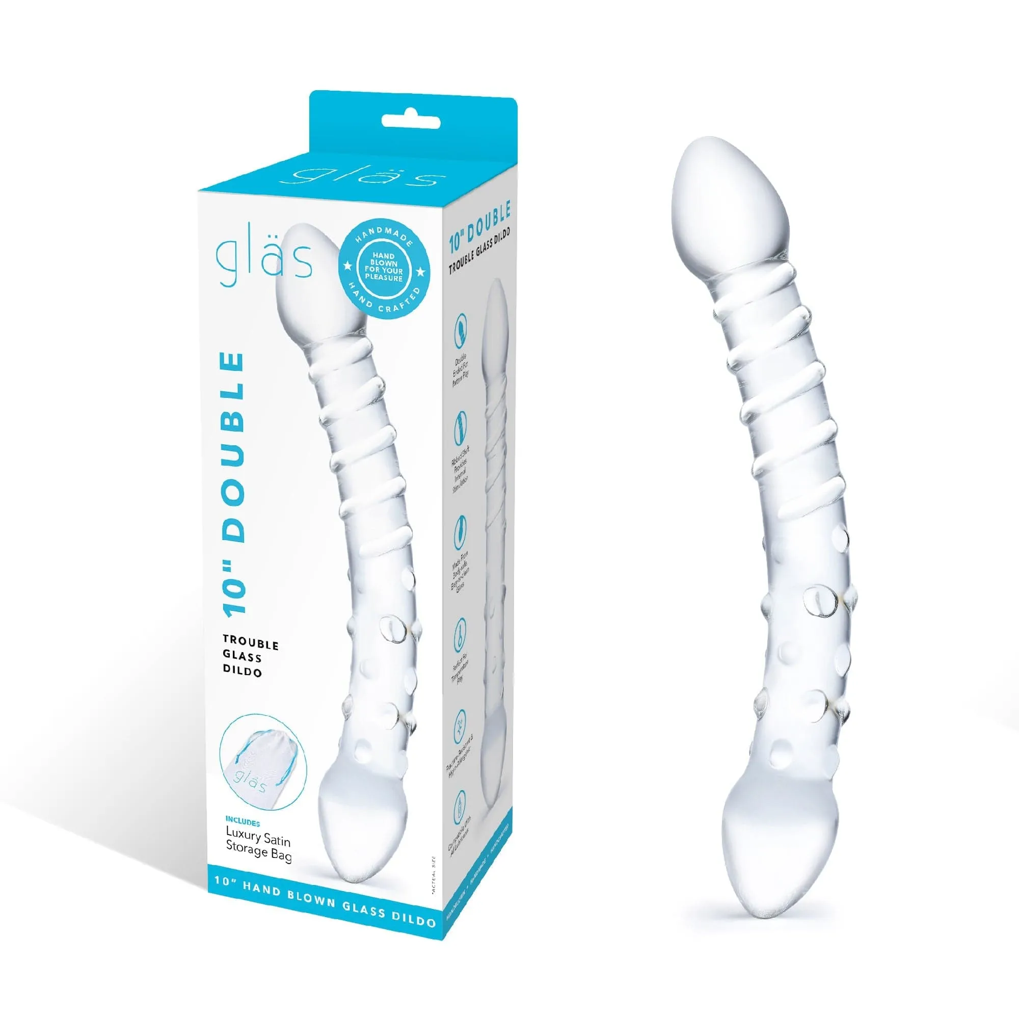 Glas - Double Trouble Glass Dildo 10" (Clear)