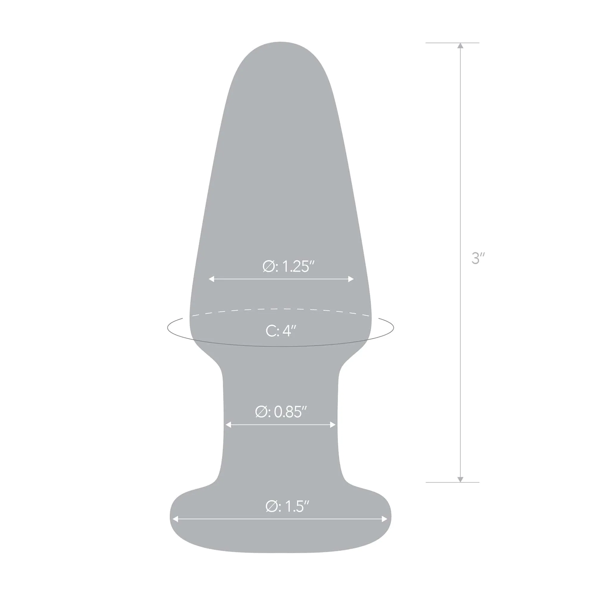 Glas - Glass Butt Plug Hand Blown Glass Dildo 3.5" (Clear)