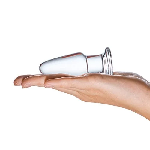 Glas - Glass Butt Plug Hand Blown Glass Dildo 3.5" (Clear)
