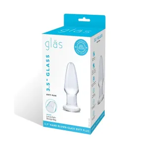 Glas - Glass Butt Plug Hand Blown Glass Dildo 3.5" (Clear)