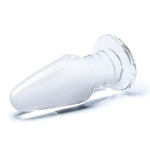 Glas - Glass Butt Plug Hand Blown Glass Dildo 3.5" (Clear)
