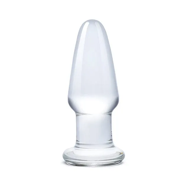 Glas - Glass Butt Plug Hand Blown Glass Dildo 3.5" (Clear)