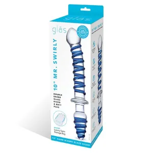 Glas - Mr Swirly Double Ended Glass Dildo and Butt Plug 10" (Clear)