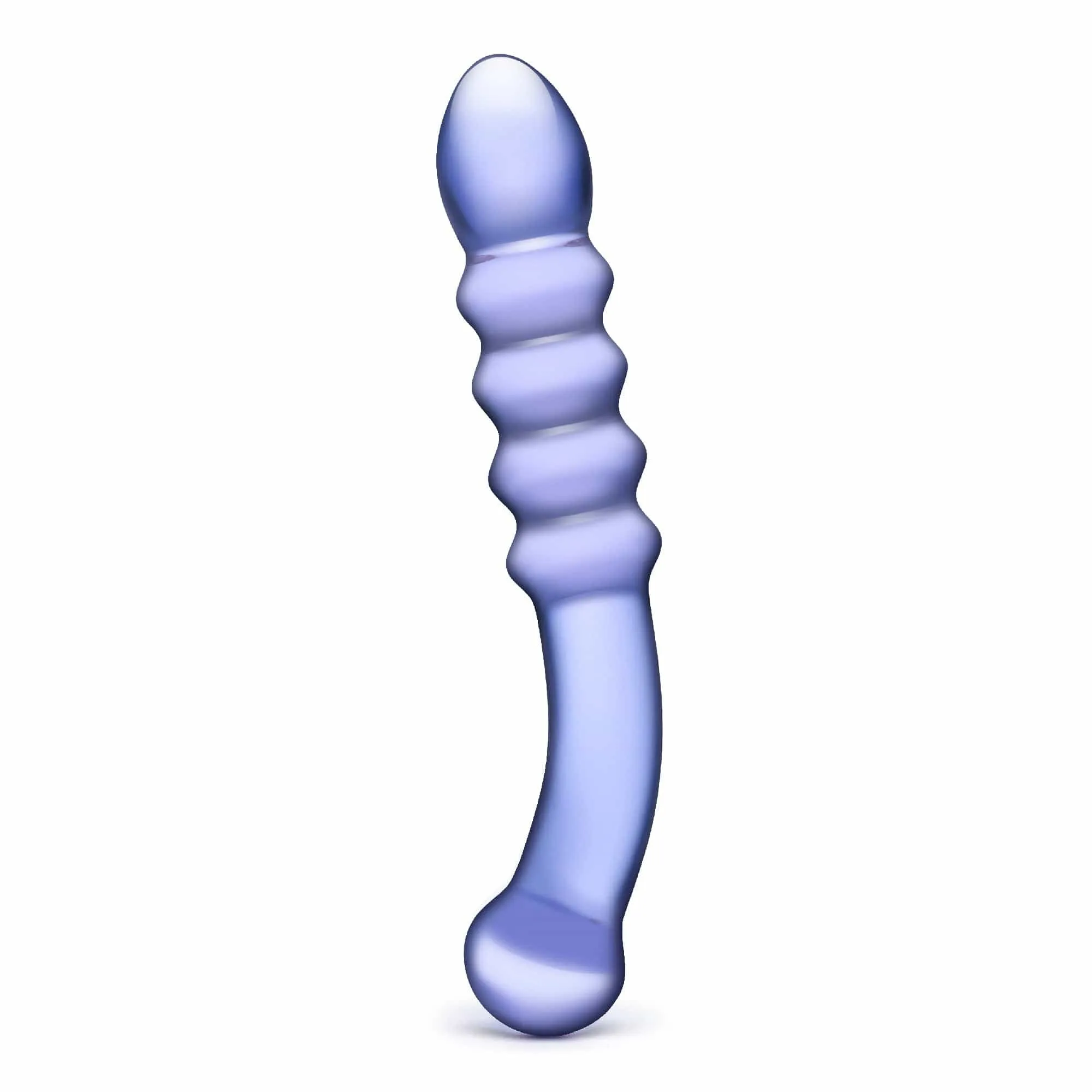 Glas - Purple Rain Ribbed Glass Dildo 9" (Purple)