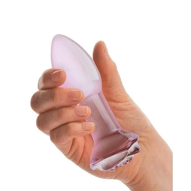 Glas - Rosebud Glass Butt Plug 5" (Pink)