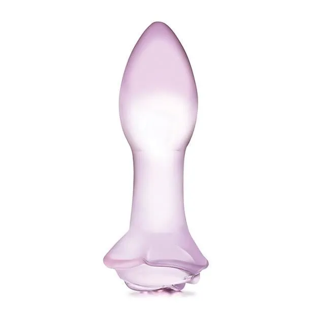 Glas - Rosebud Glass Butt Plug 5" (Pink)