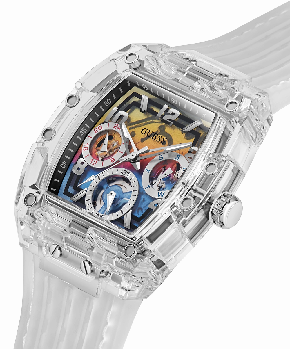 GUESS Mens Clear Multi-function Watch