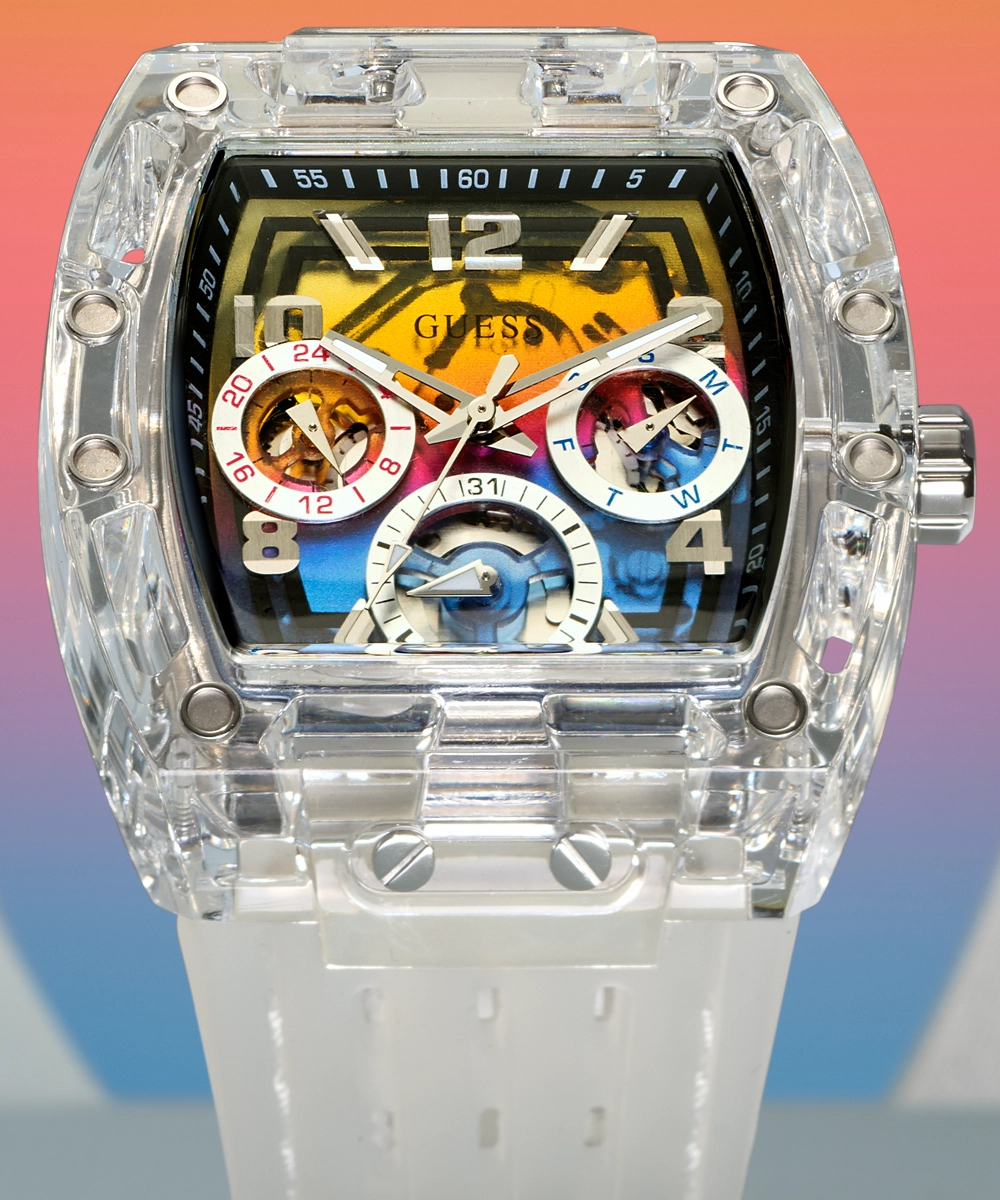 GUESS Mens Clear Multi-function Watch