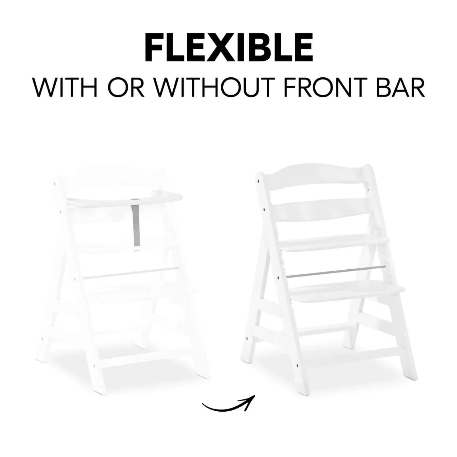 Hauck Alpha  Wooden Highchair - White