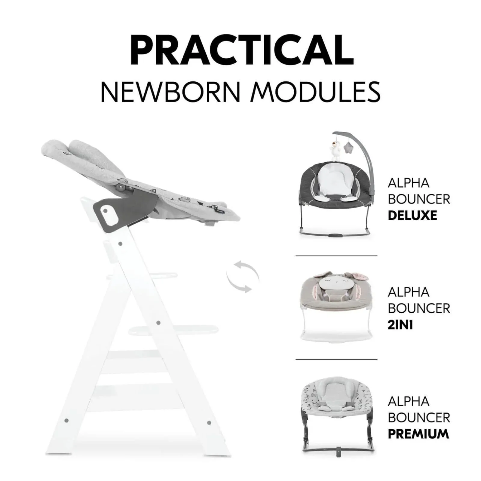 Hauck Alpha  Wooden Highchair - White