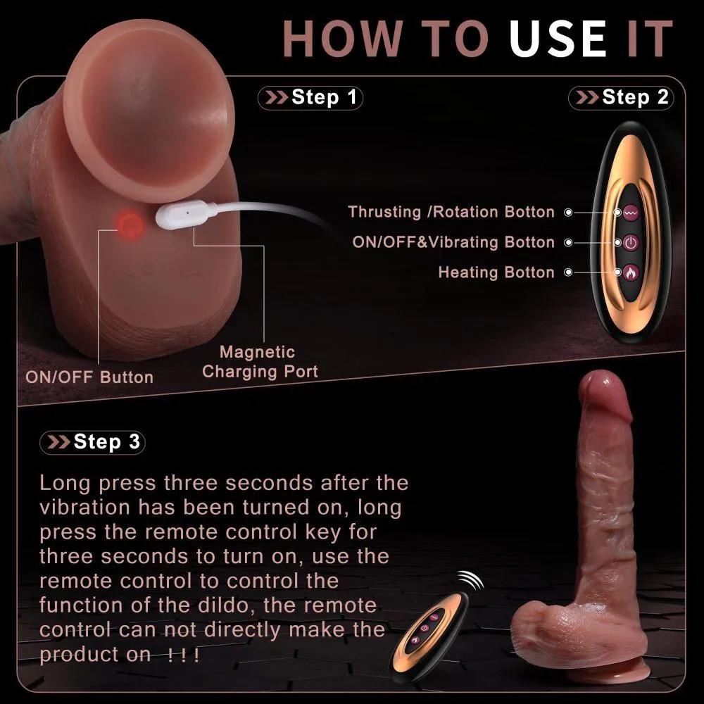 Huge Realistic Dildos Thrusting Dildo Vibrator with 5 Thrusting Modes 9.5" Fake Penis Sex Toys