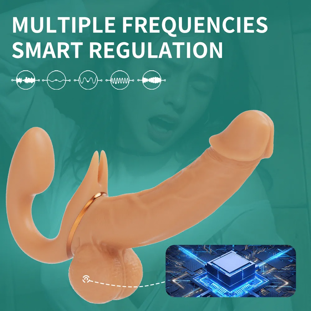 Jessell 9 Vibrating Telescopic Strapless Realistic Dildo Adjustable Double Ended Dildos for Couple Play