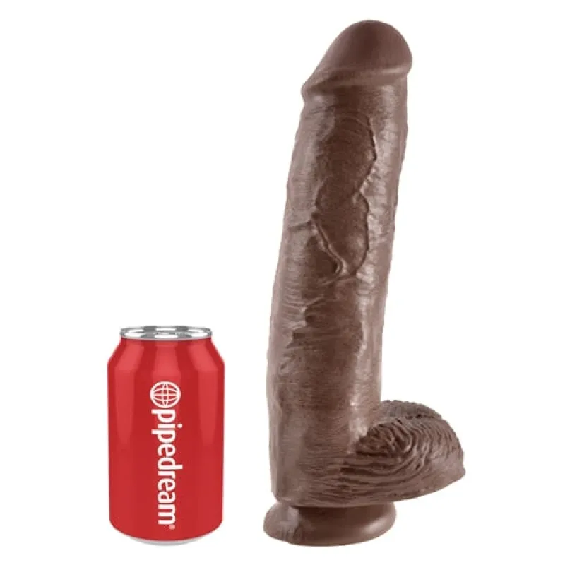 King Cock 11 Inch Cock With Balls - Brown