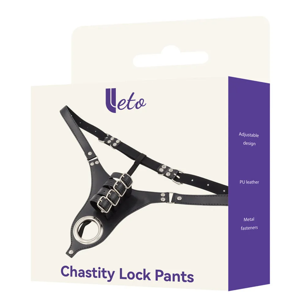 Leto Faux Leather Male Chastity Lock Pants