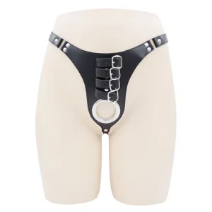 Leto Faux Leather Male Chastity Lock Pants
