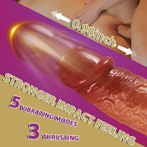Lurevibe - 3-in-1 Thrusting 5 Vibrations 42 ℃ Heating Realistic Non-sticky Blush Dildo 9 Inch
