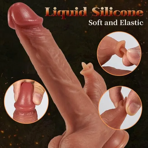 Lurevibe - 9 Vibrating Tongue Licking Heating 8.67 Inch Realistic Dildo