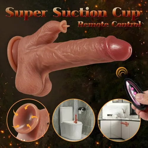 Lurevibe - 9 Vibrating Tongue Licking Heating 8.67 Inch Realistic Dildo