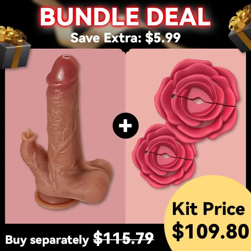 Lurevibe - 9 Vibrating Tongue Licking Heating 8.67 Inch Realistic Dildo