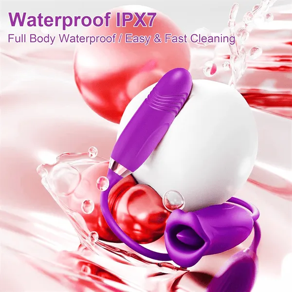 Lurevibe - Rose Muncher Rose Kiss Tongue Vibrator With Thrusting Dildo Vibrator