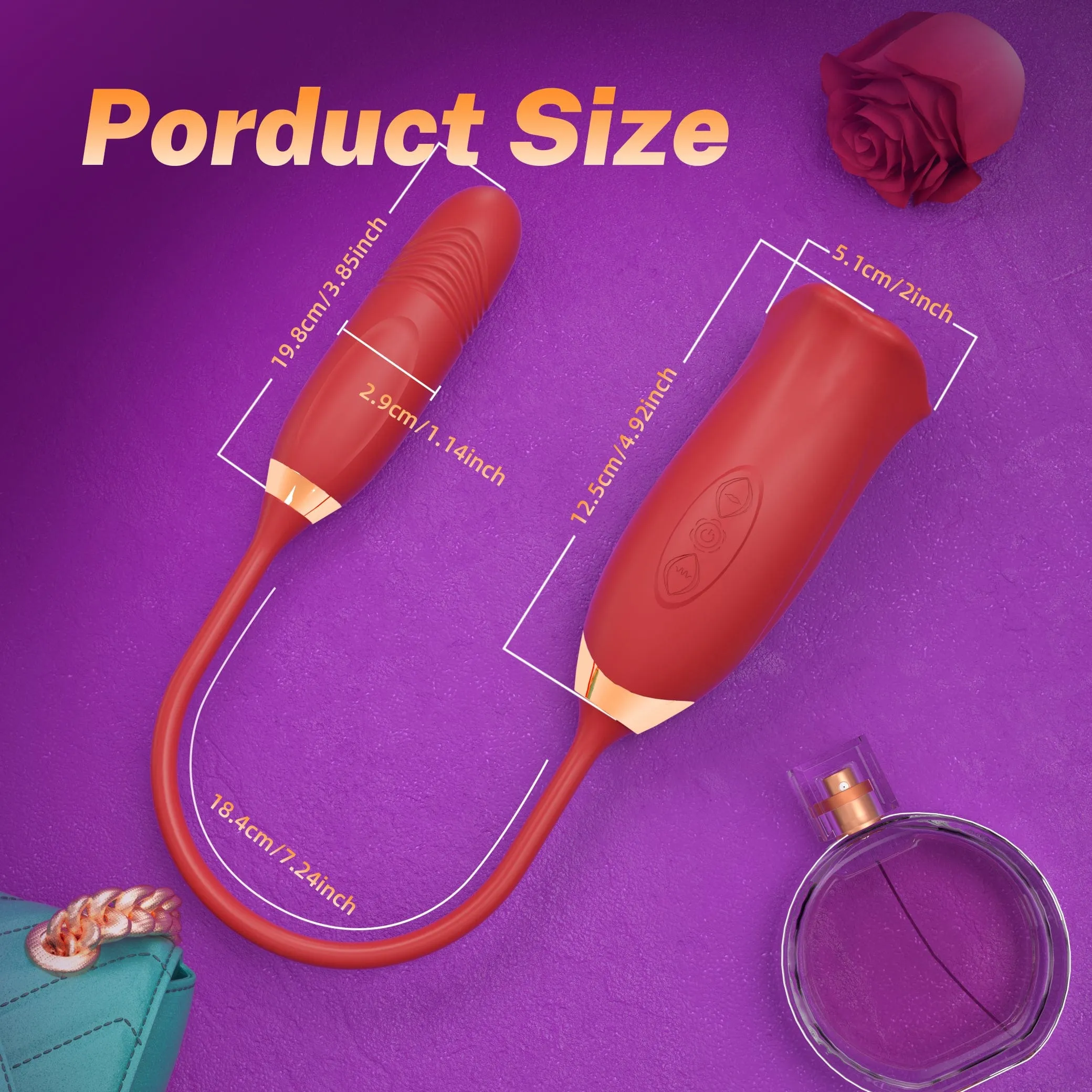 Lurevibe - Rose Muncher Rose Kiss Tongue Vibrator With Thrusting Dildo Vibrator