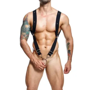Male Basics - Dngeon Straight Back Harness (Black)