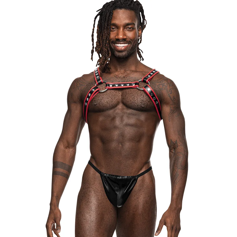 Male Power Leo Faux Leather Studded Chest Harness