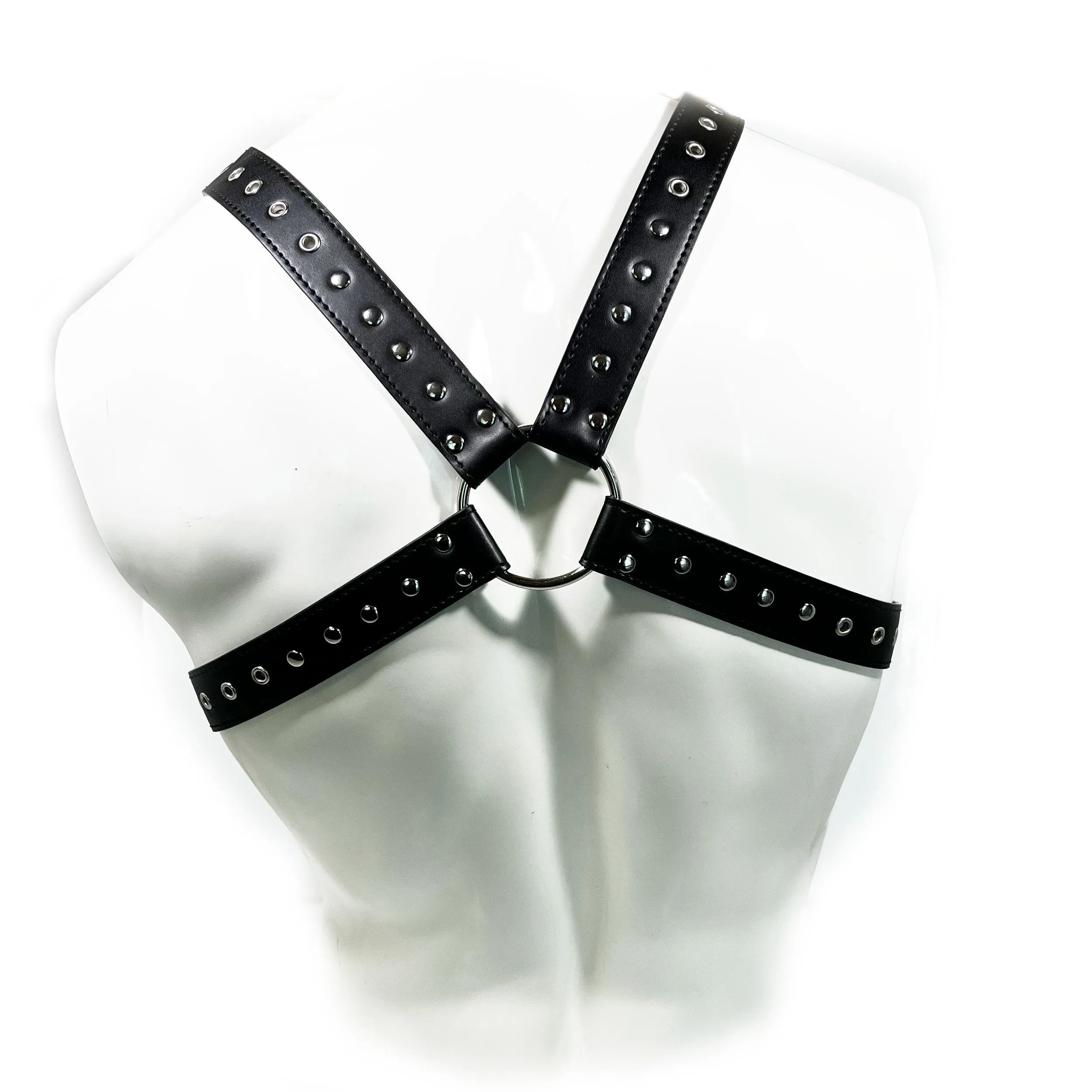 MEN'S BLACK X-STRAP HALF-CHEST BONDAGE HARNESS