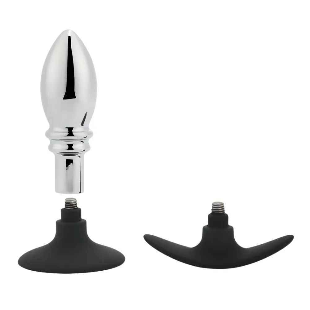 Metal Anal Plug With Silicone Suction Cup or Anchor
