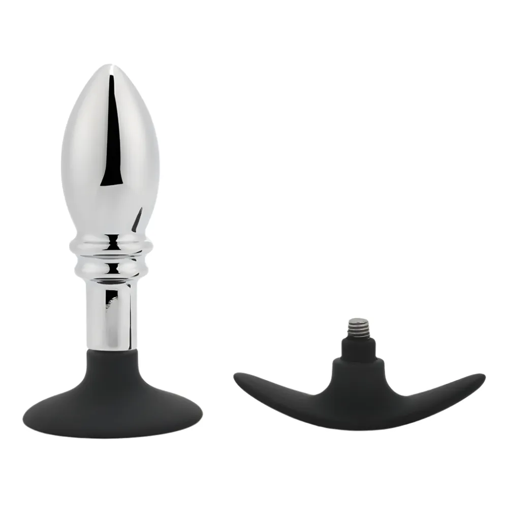 Metal Anal Plug With Silicone Suction Cup or Anchor