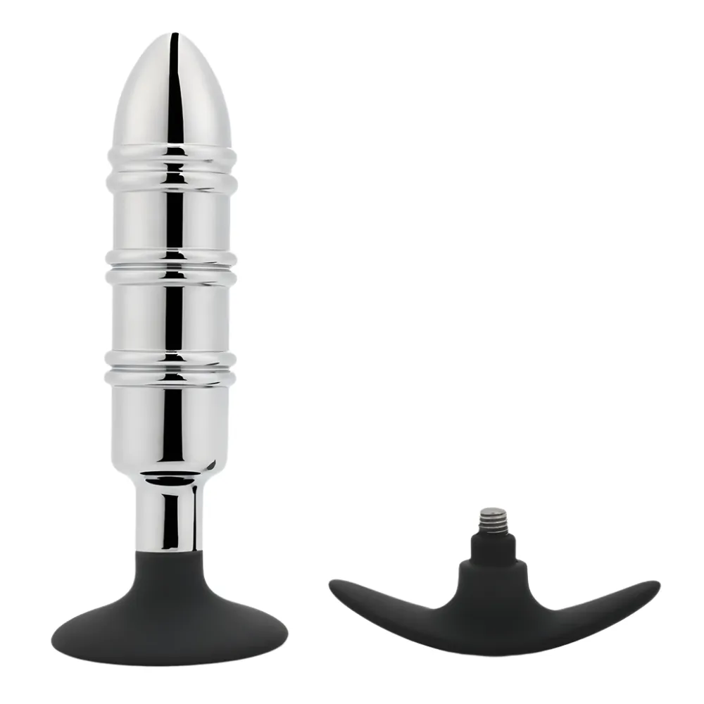 Metal Anal Plug With Silicone Suction Cup or Anchor