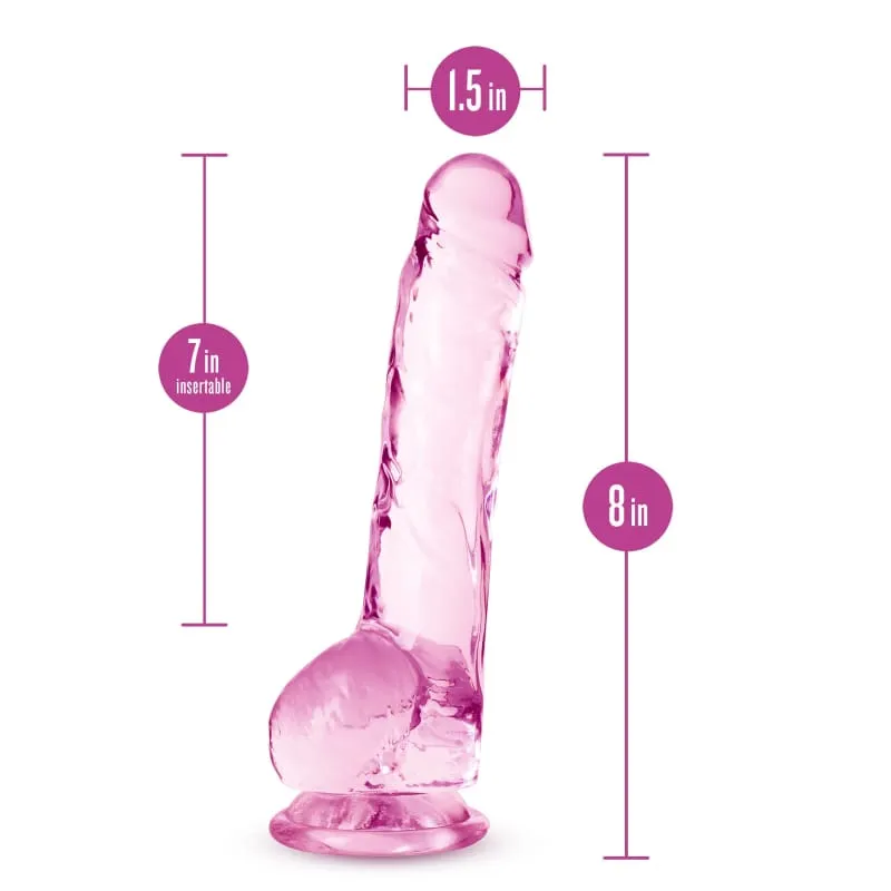 Naturally Yours - 8 Inch Crystalline Dildo - Rose