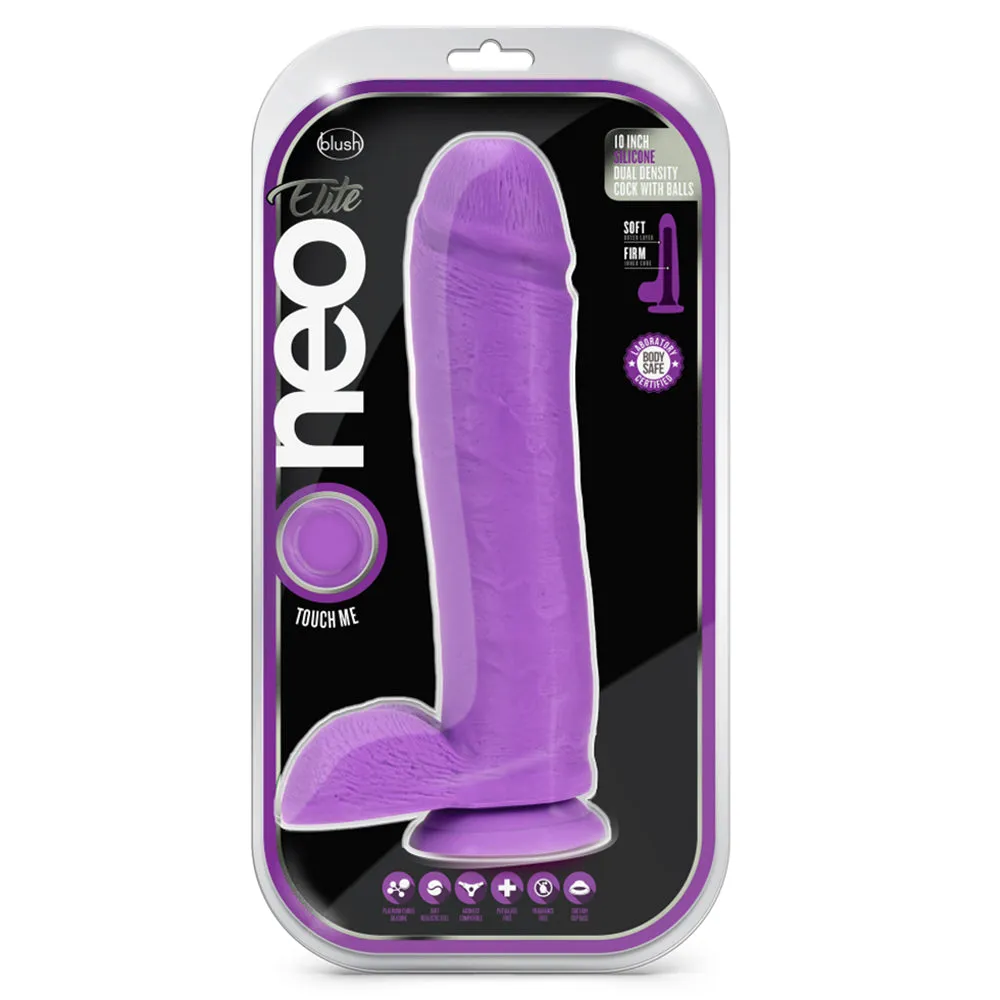 Neo Elite 10" Silicone Dual Density Cock & Balls Dildo