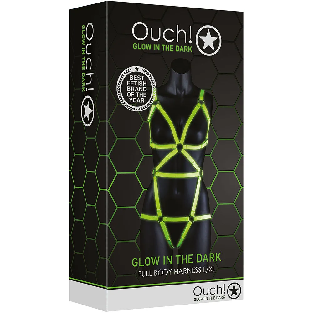 Ouch! Glow In The Dark Full Body Harness /XL