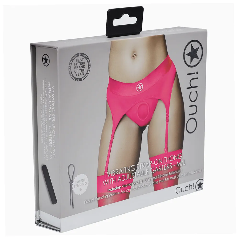 Ouch! Vibrating Strap-On Thong With Adjustable Garters