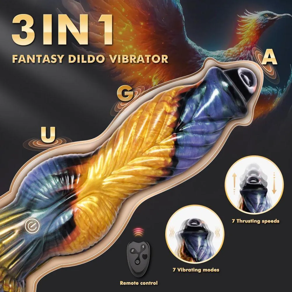 Phoenix Fantasy Animal Dildo Thrusting Thick Monster Dildos 10.2in Remote G-spot Anal Vibrator Adult Sex Toys