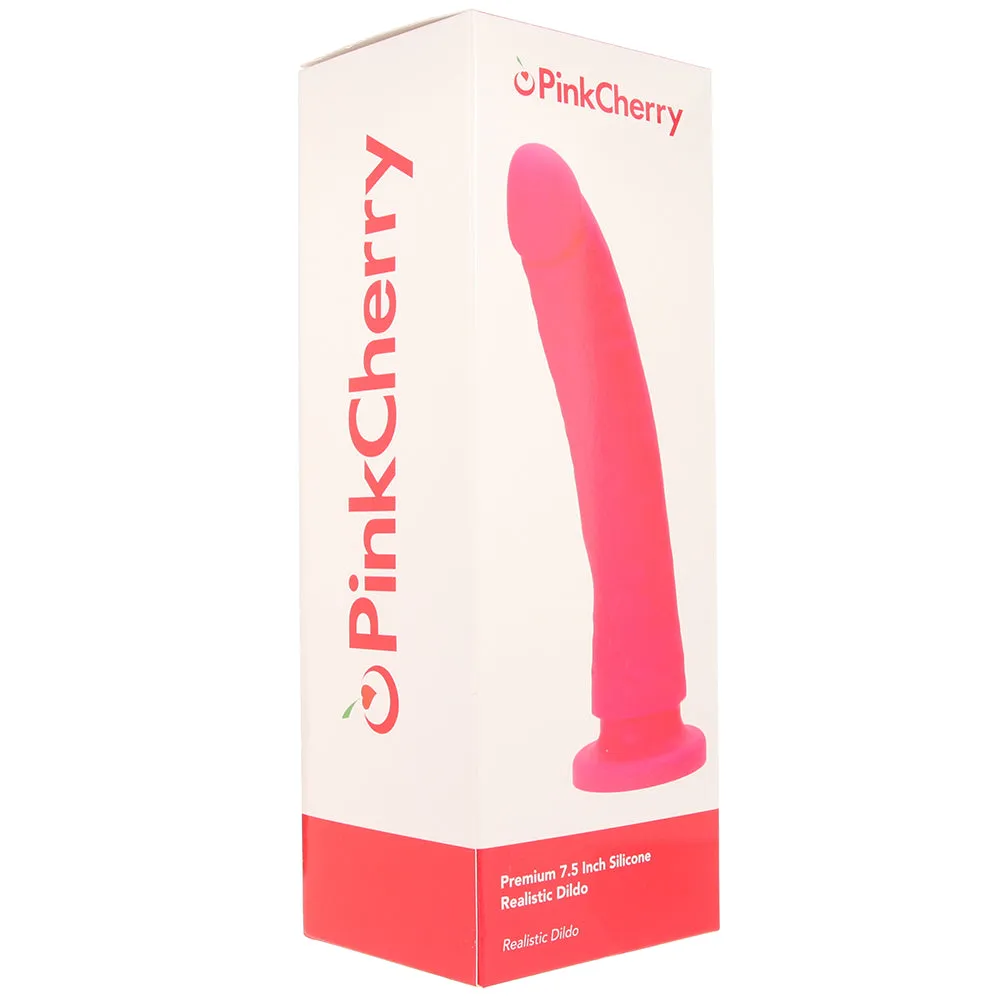 PinkCherry Premium 7.5 Inch Pink Silicone Realistic Dildo