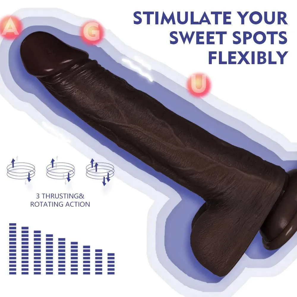 Remote Thrusting Realistic Black Dildo