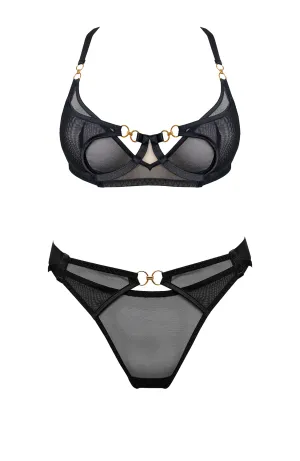 Retta Balconette Wire Bra and Open Back Brief Set