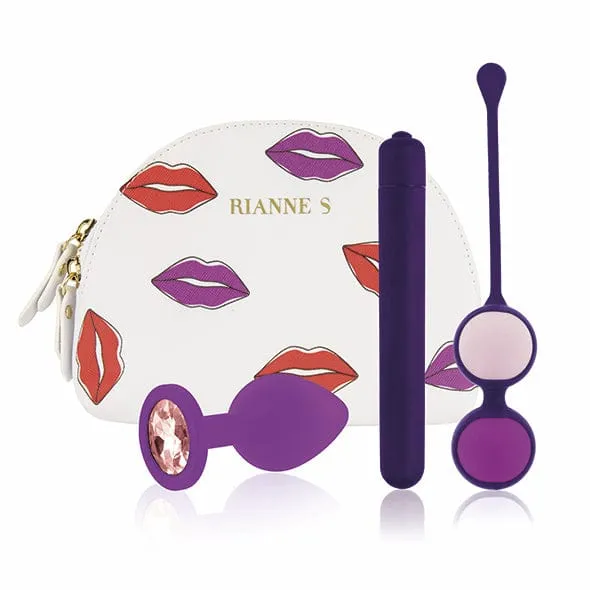 Rianne S - Essentials First Vibe Starter Kit Anal Plug Vibrator Kegel Balls (Purple)