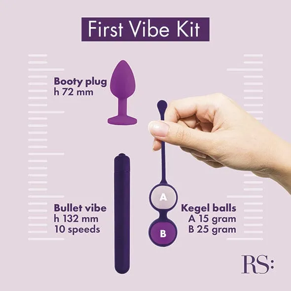 Rianne S - Essentials First Vibe Starter Kit Anal Plug Vibrator Kegel Balls (Purple)