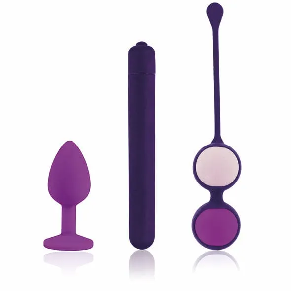 Rianne S - Essentials First Vibe Starter Kit Anal Plug Vibrator Kegel Balls (Purple)