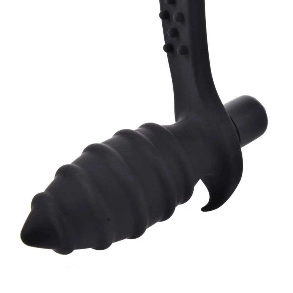 Rippled Vibrating Anal Plug with Cock Ring
