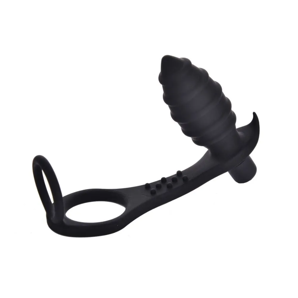 Rippled Vibrating Anal Plug with Cock Ring