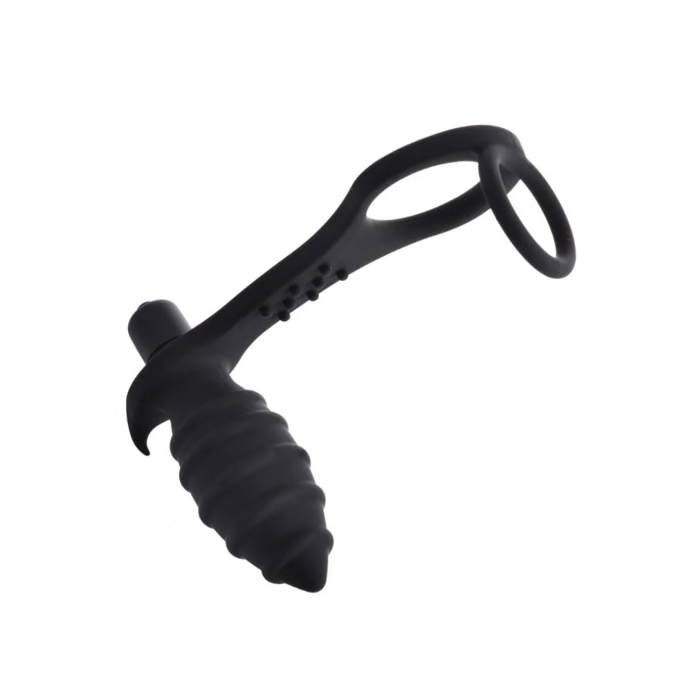 Rippled Vibrating Anal Plug with Cock Ring