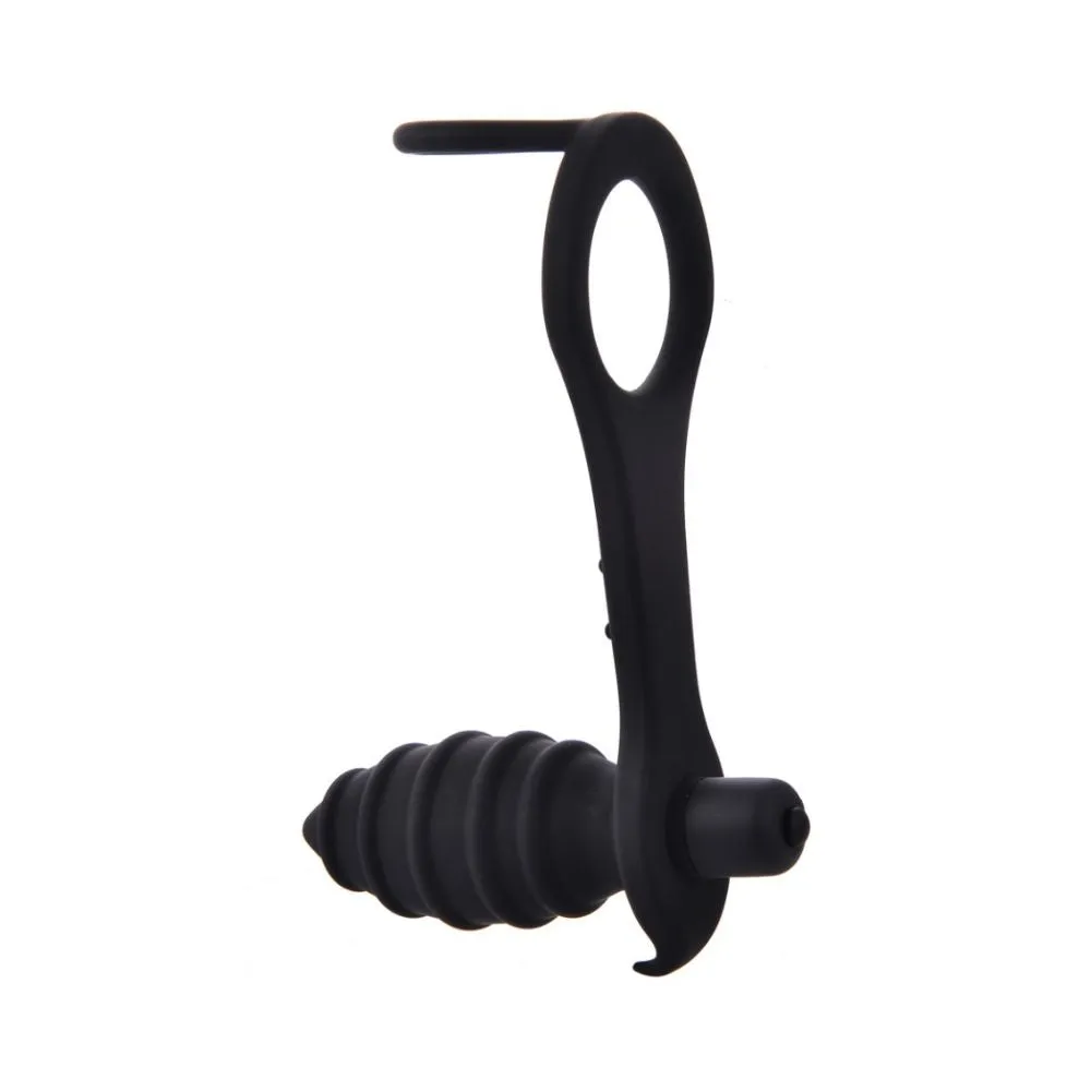 Rippled Vibrating Anal Plug with Cock Ring